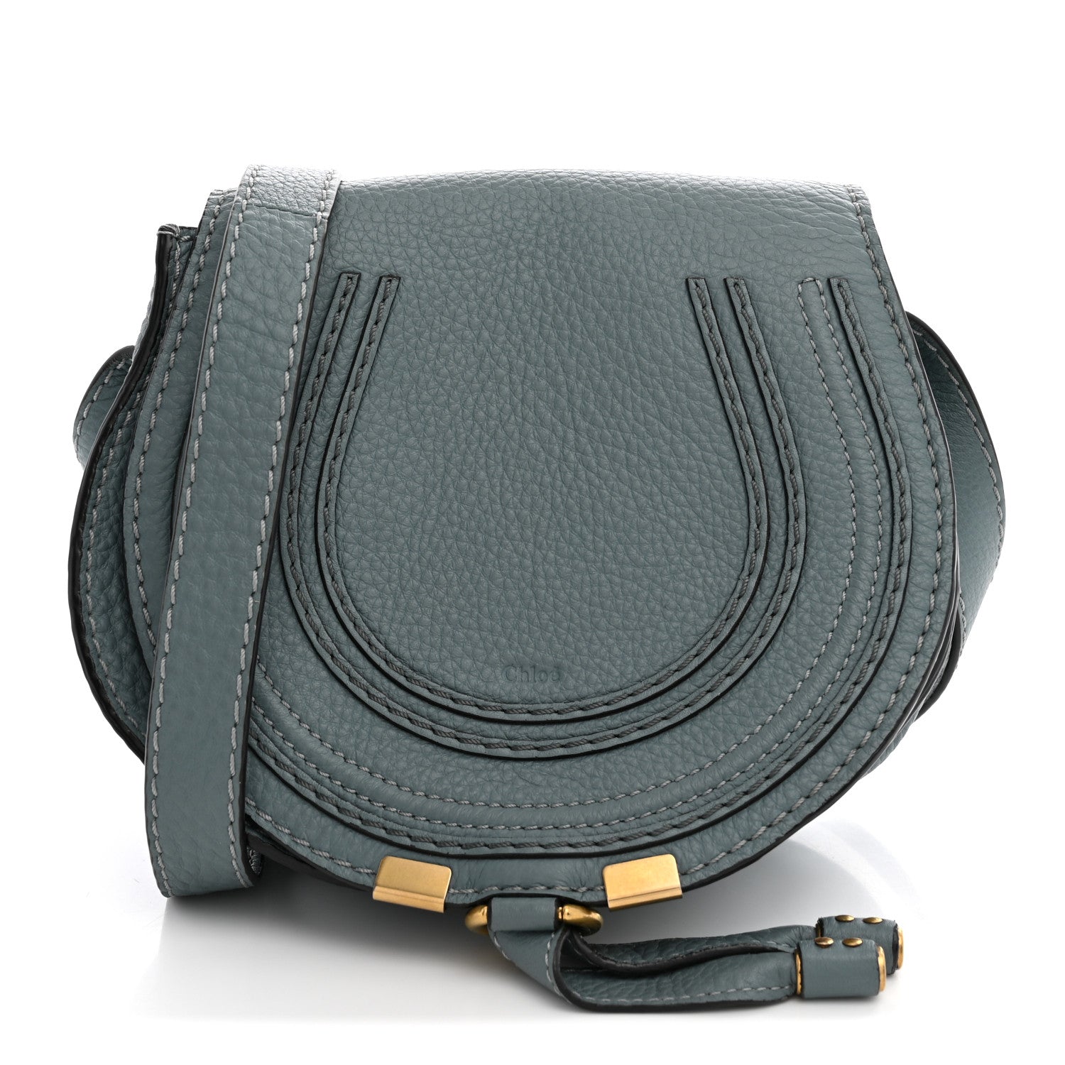 Chloe Calfskin Mini Marcie Round Crossbody Bag Storm Blue 1 of 12