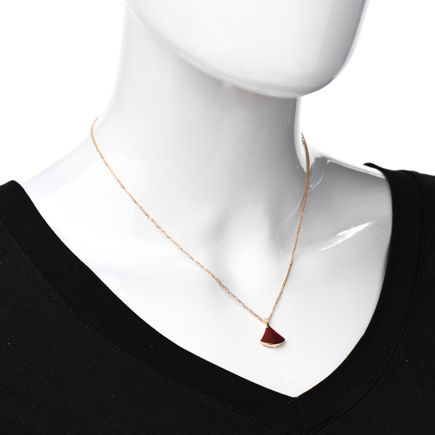 Bulgari 18K Rose Gold Diamond Carnelian Divas' Dream Pendant Necklace 2 of 8