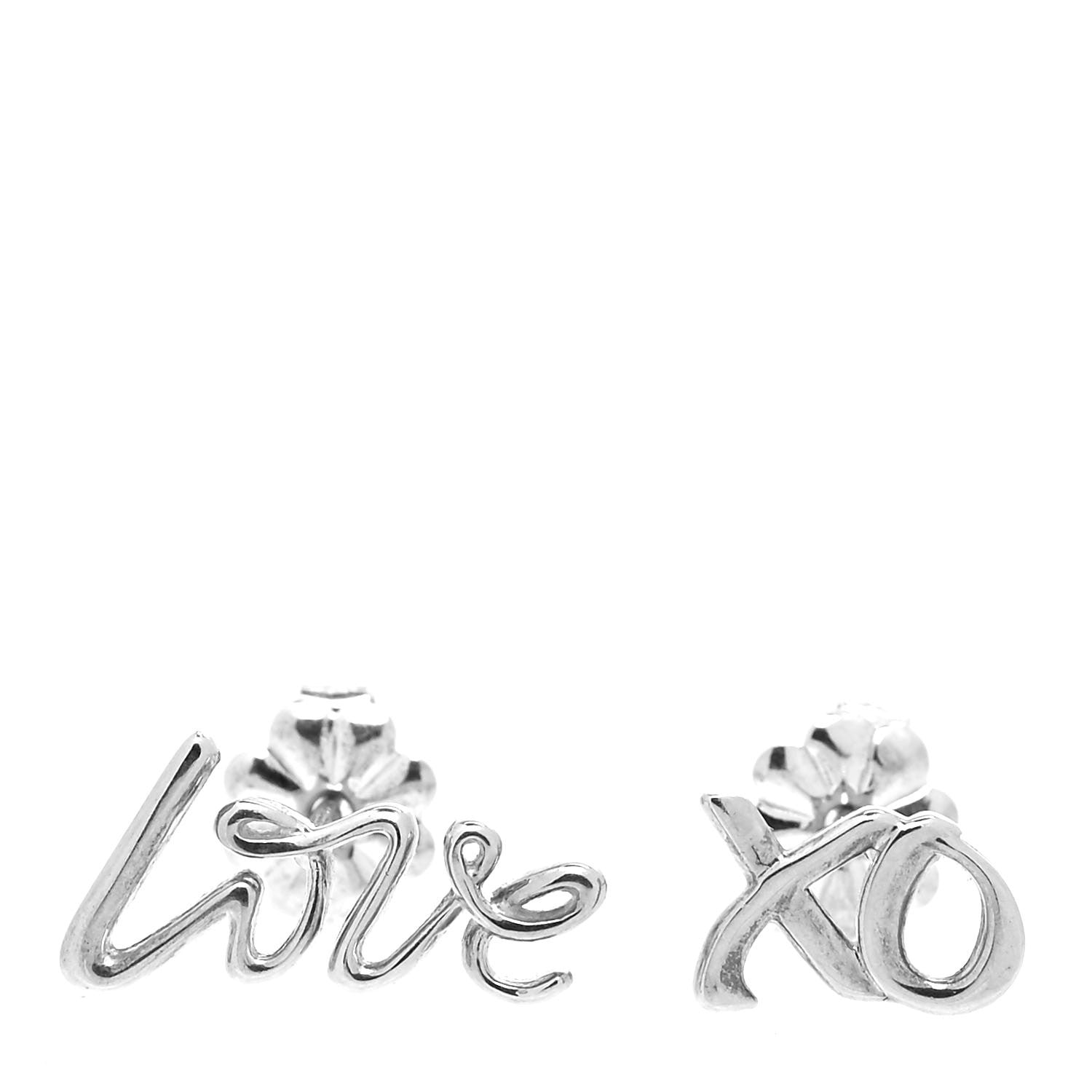 Tiffany Sterling Silver Paloma's Graffiti Love & Kisses Earrings 1 of 5