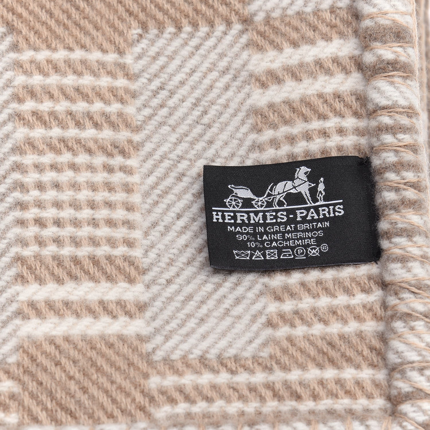 Hermes Wool Cashmere Avalon Paper Block Blanket Ecru Naturel 3 of 3