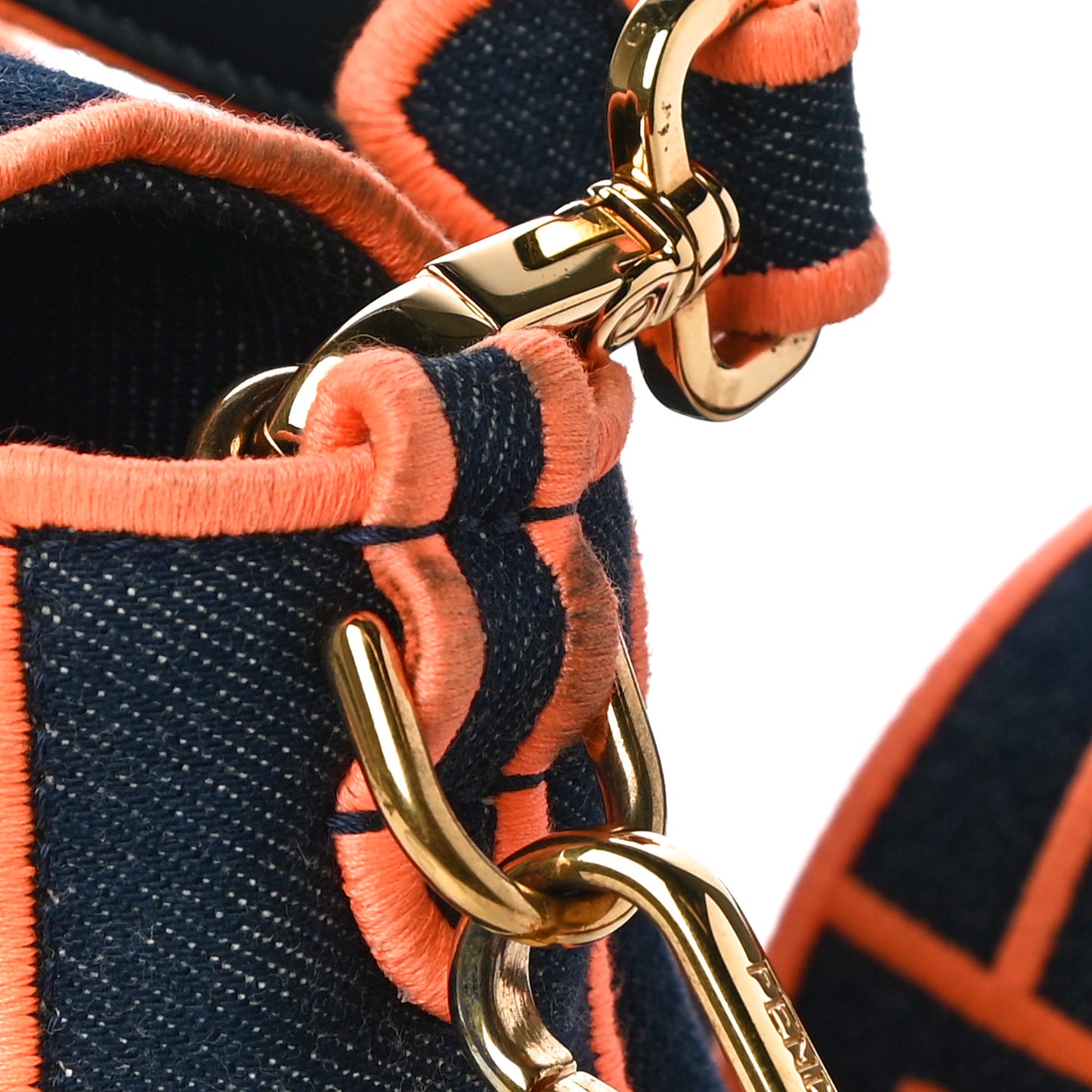 Denim Large Baguette Blue Arancio Fluo