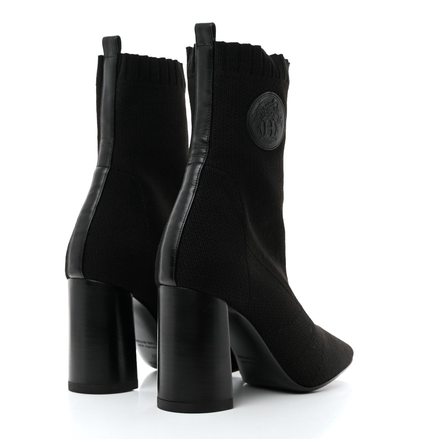 Hermes Knit Calfskin Volver 90 Ankle Boots 37 Black 4 of 9