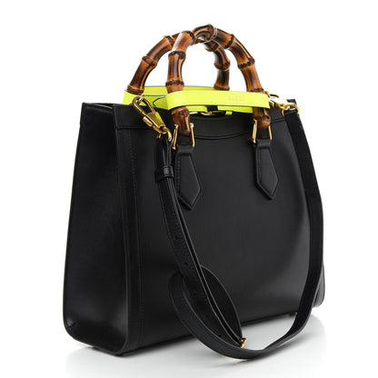 Gucci Calfskin Small Diana Tote Bag Black Yellow Fluo 3 of 14