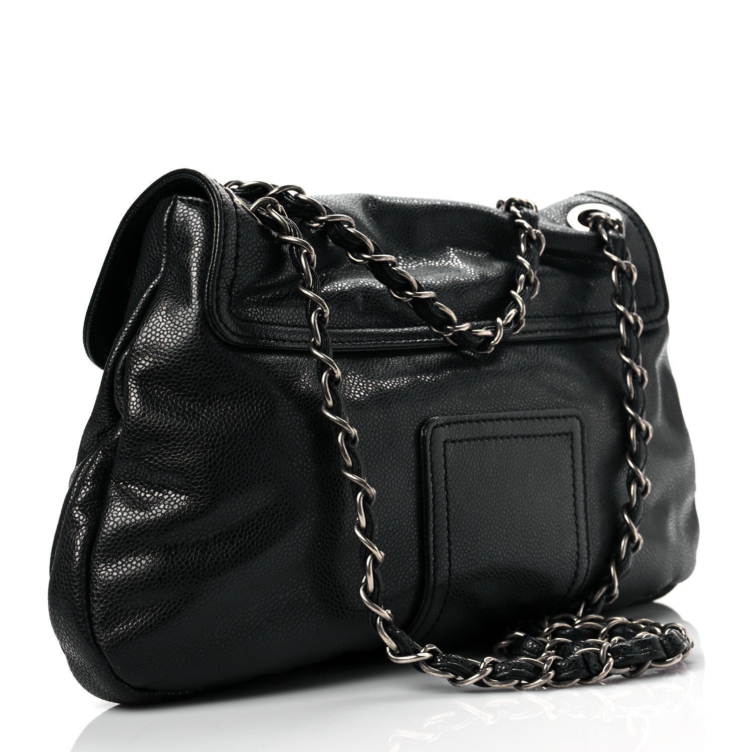 Chanel Glazed Caviar Coco Rider Flap Shoulder Bag Black 3 of 8