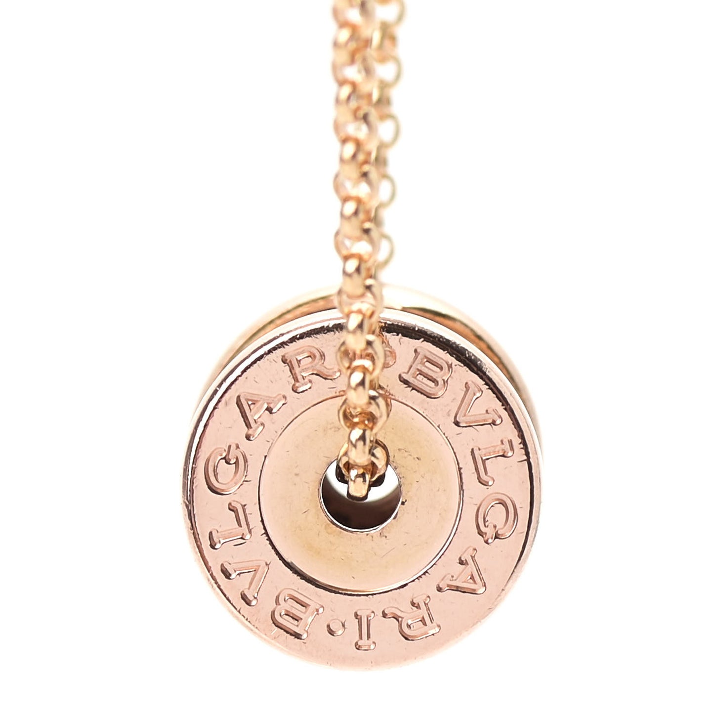 18K Rose Gold Diamond Small B.Zero1 Pave Pendant Necklace