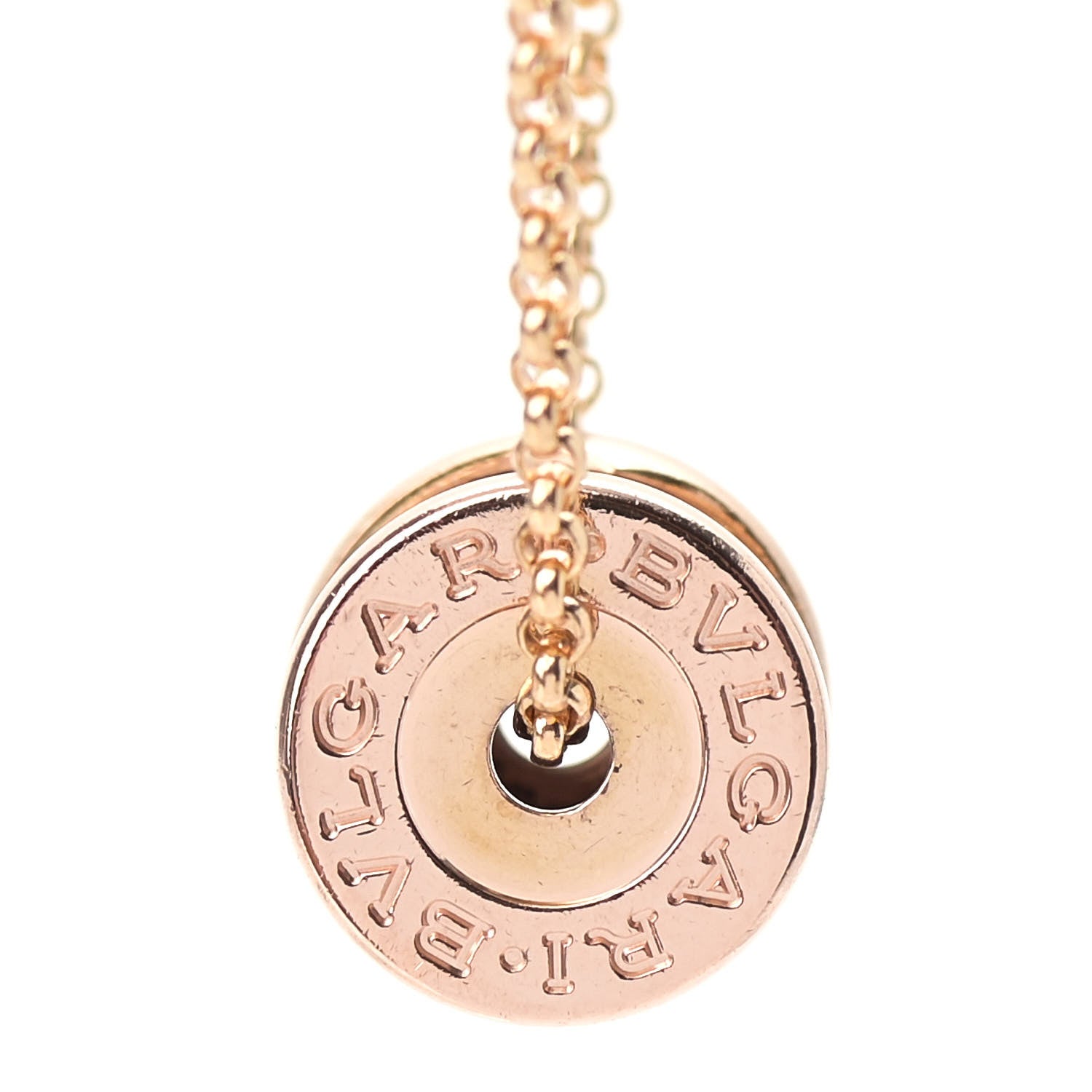 Bulgari 18K Rose Gold Diamond Small B.Zero1 Pave Pendant Necklace 4 of 8
