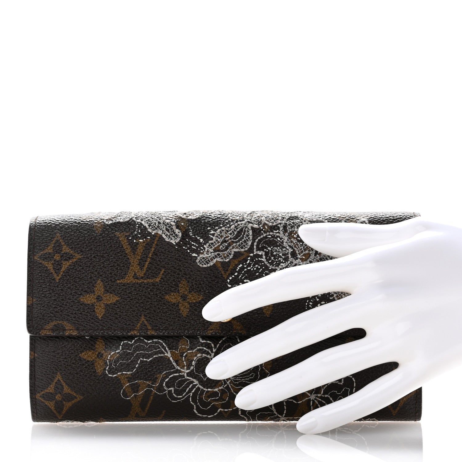 Louis Vuitton Monogram Dentelle Sarah Wallet Silver 2 of 8