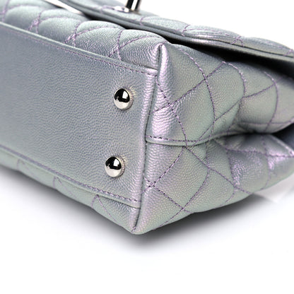 Chanel Iridescent Caviar Quilted Extra Mini Coco Handle Flap Purple 9 of 10