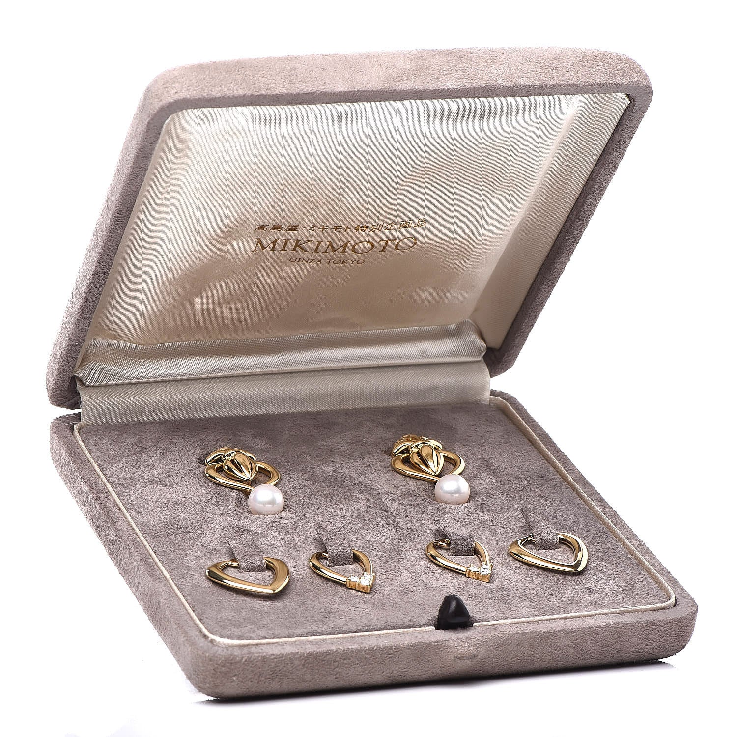 Mikimoto 18K Yellow Gold Diamond Akoya Pearl 7mm Jacket Clip-On Earrings Set of 3 6 of 6