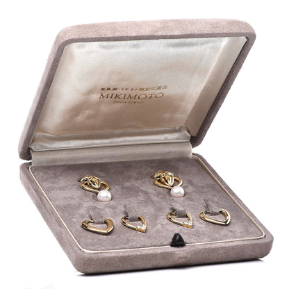 Mikimoto 18K Yellow Gold Diamond Akoya Pearl 7mm Jacket Clip-On Earrings Set of 3 6 of 6