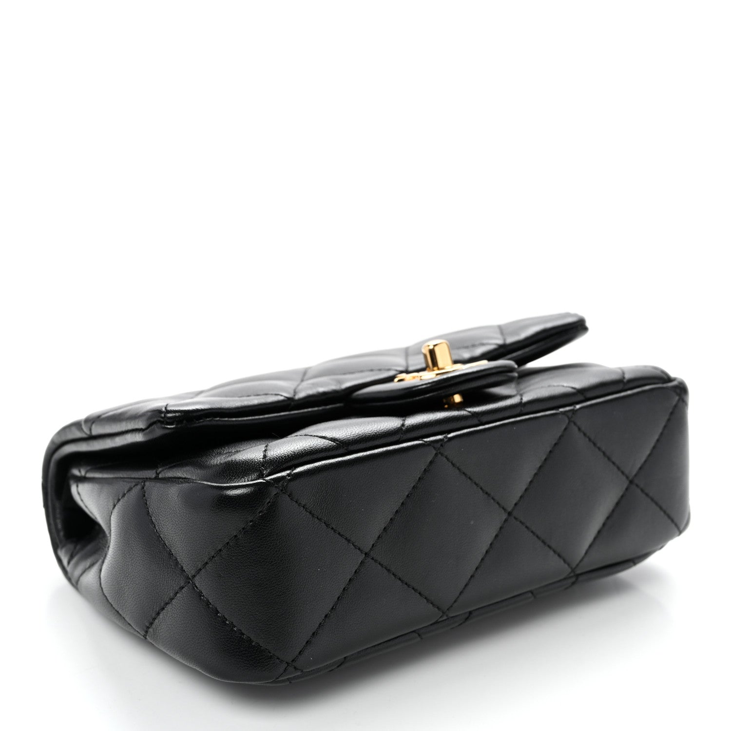Chanel Lambskin Resin Quilted Top Handle Flap Black 4 of 10