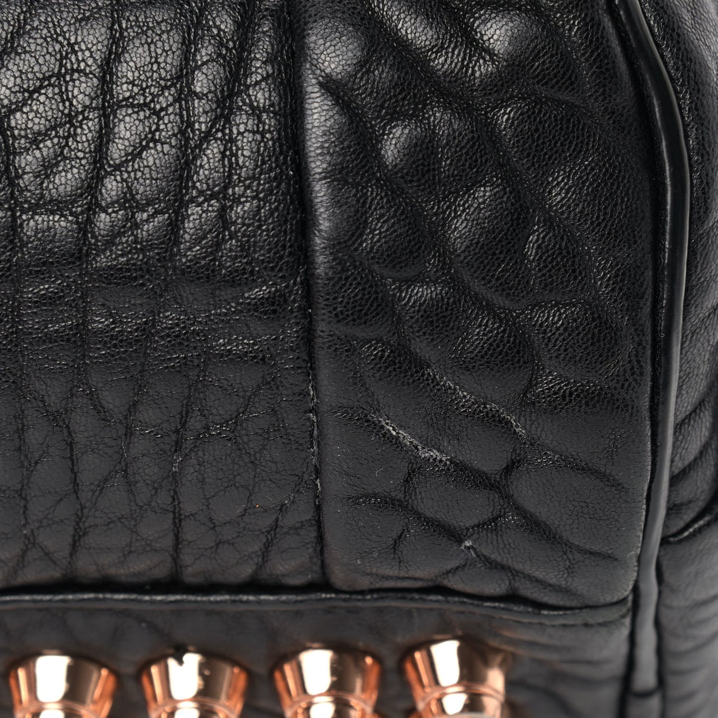 Pebbled Lambskin Mini Rockie Black Rose Gold Hardware