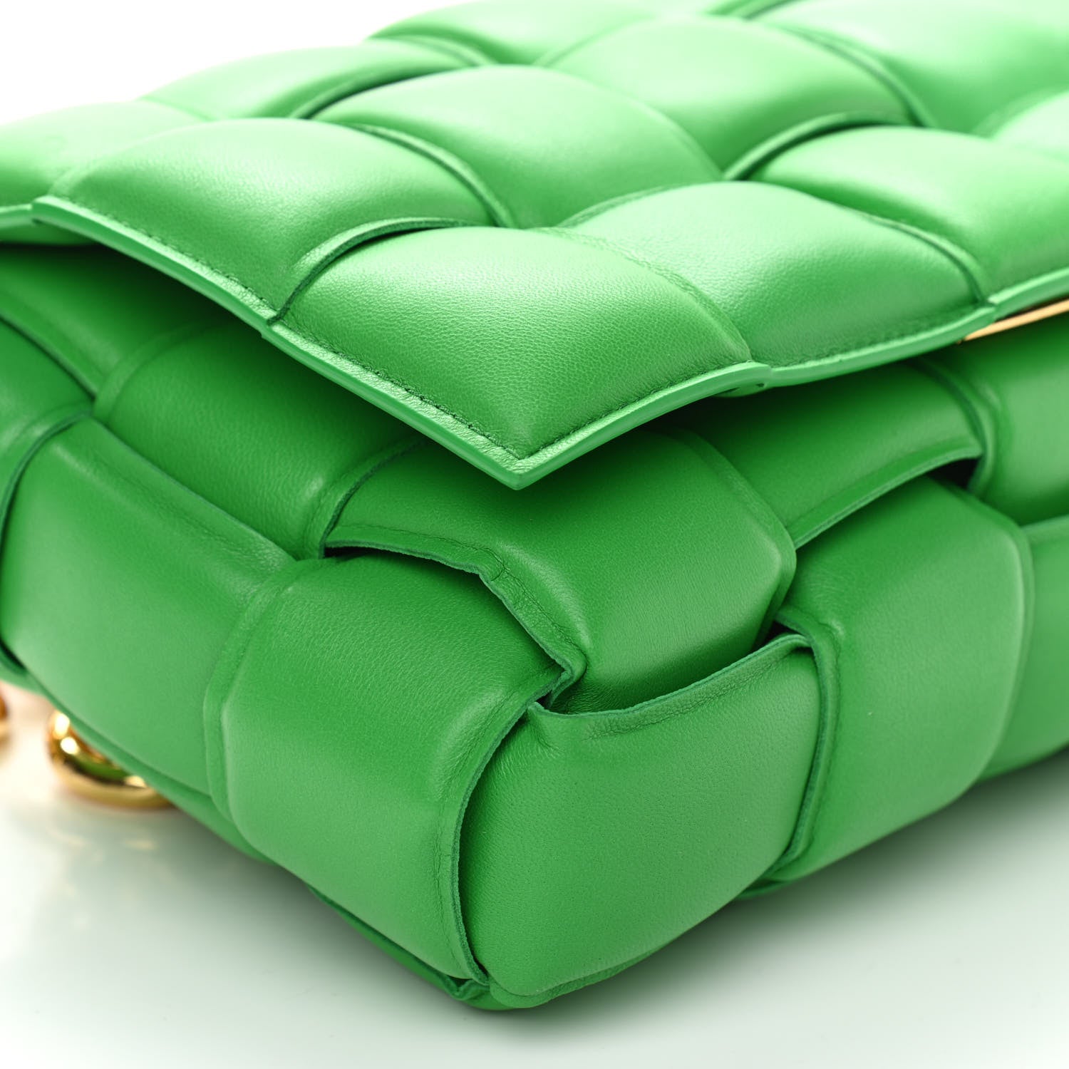 Bottega Veneta Lambskin Maxi Intreccio Padded Chain Cassette Crossbody Bag Grass 8 of 9