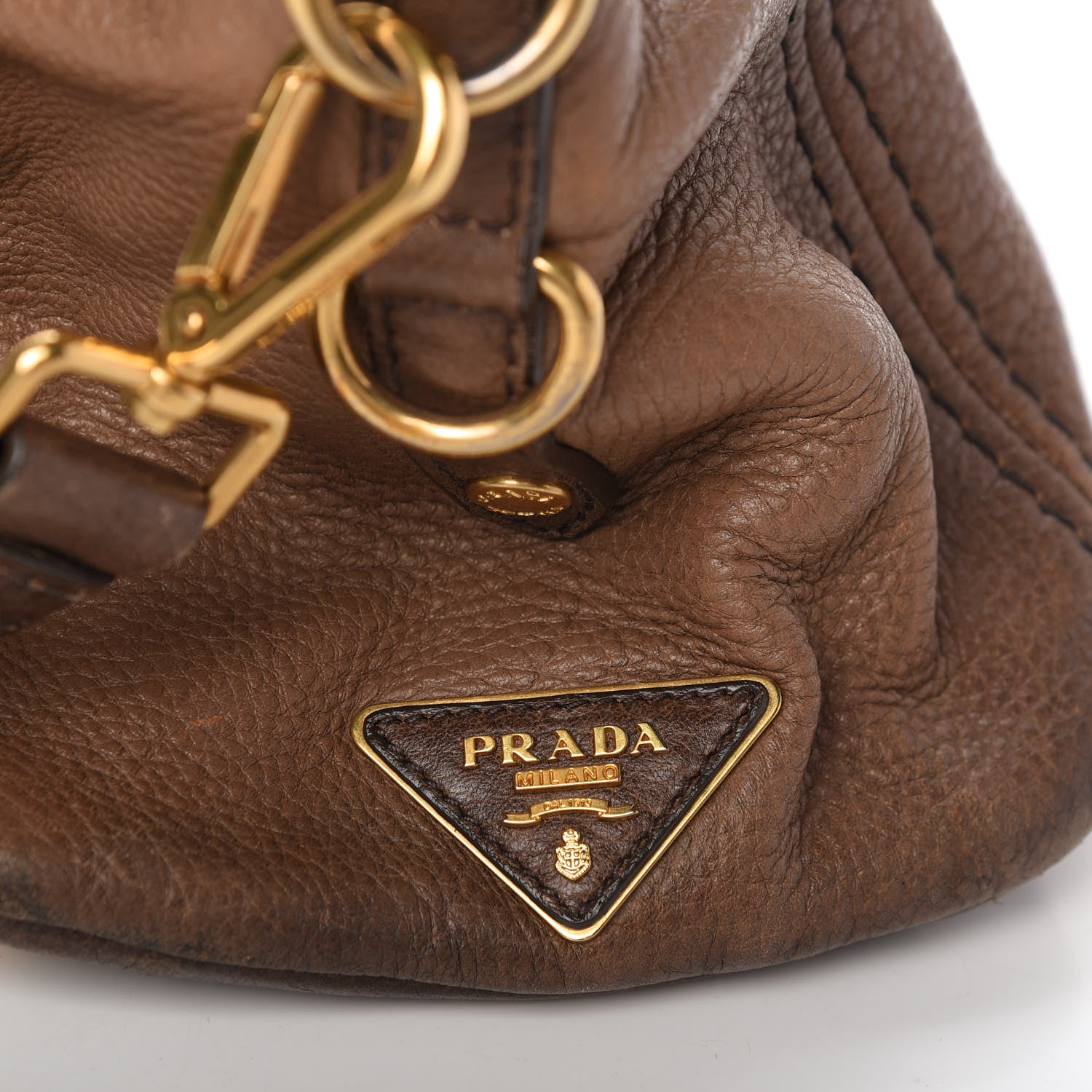 Prada Cervo Antik Top Handle Tote Brown 12 of 21