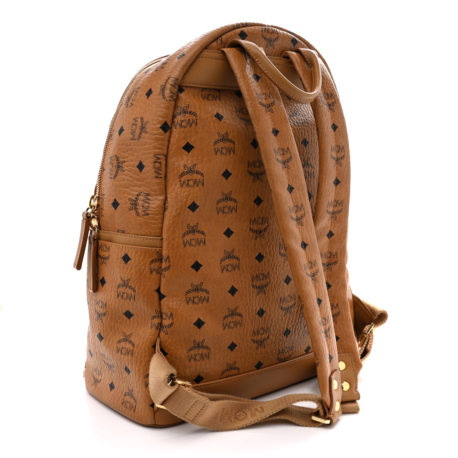 MCM Visetos Studded Medium Dual Stark Backpack Cognac 3 of 11