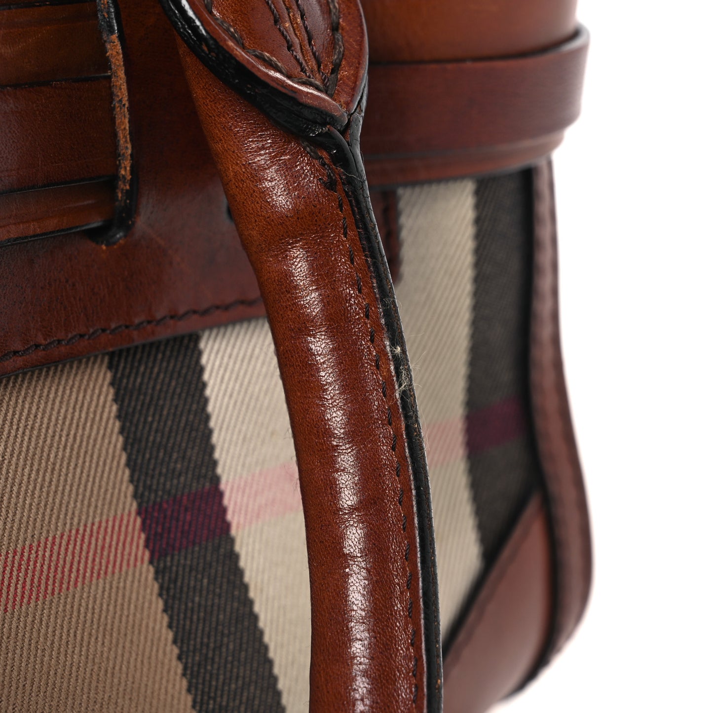 House Check Bridle Calfskin Medium Alchester Bowling Bag Dark Tan