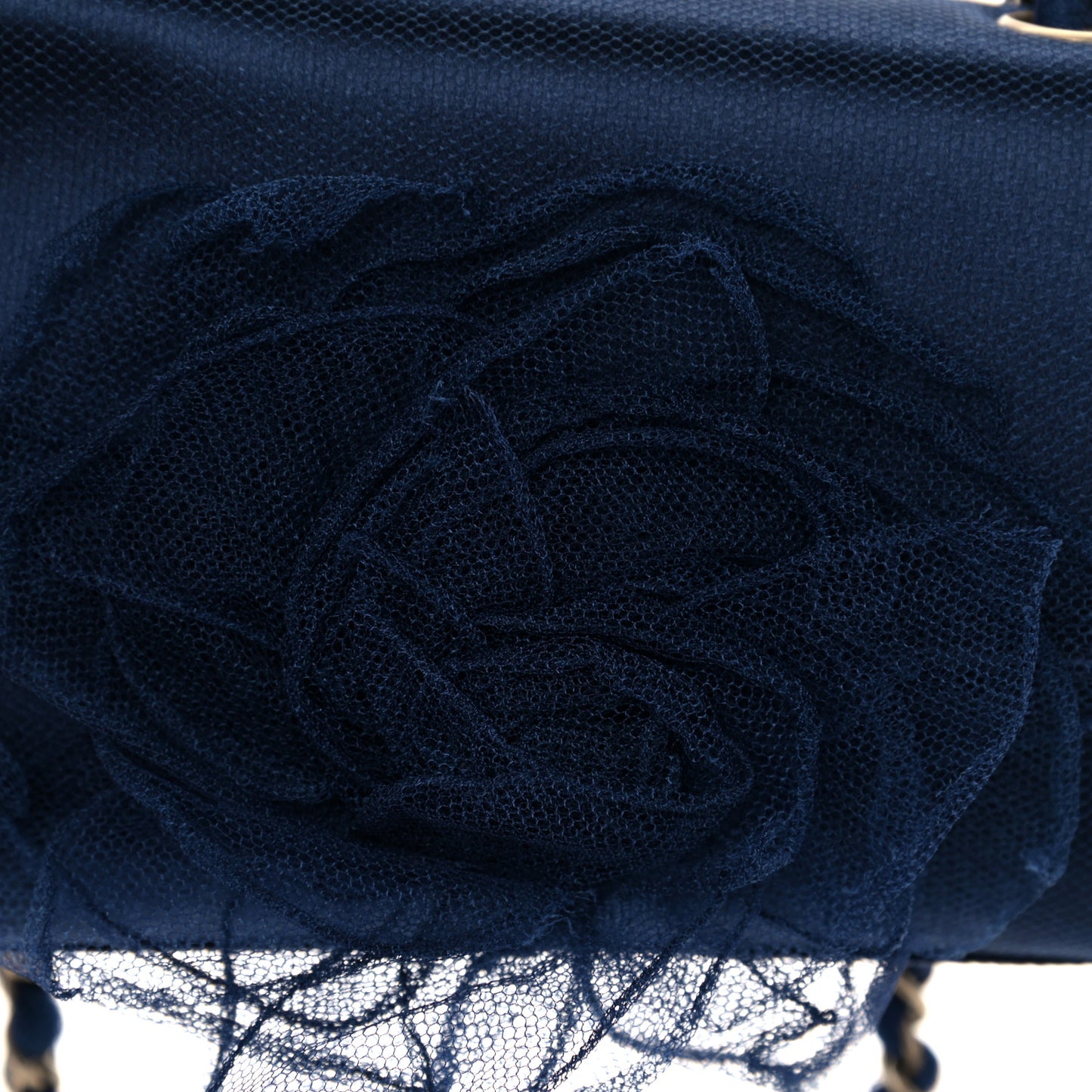 Satin Mesh Camellia Flap Navy Blue