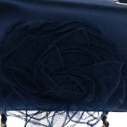Chanel Satin Mesh Camellia Flap Navy Blue 11 of 12