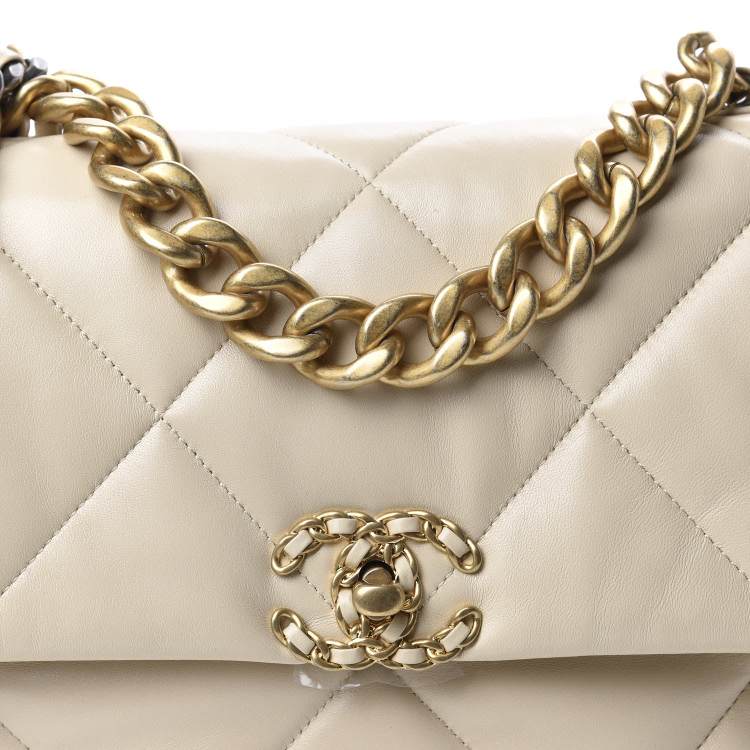 Chanel Lambskin Quilted Large 19 Flap Beige 10 of 10