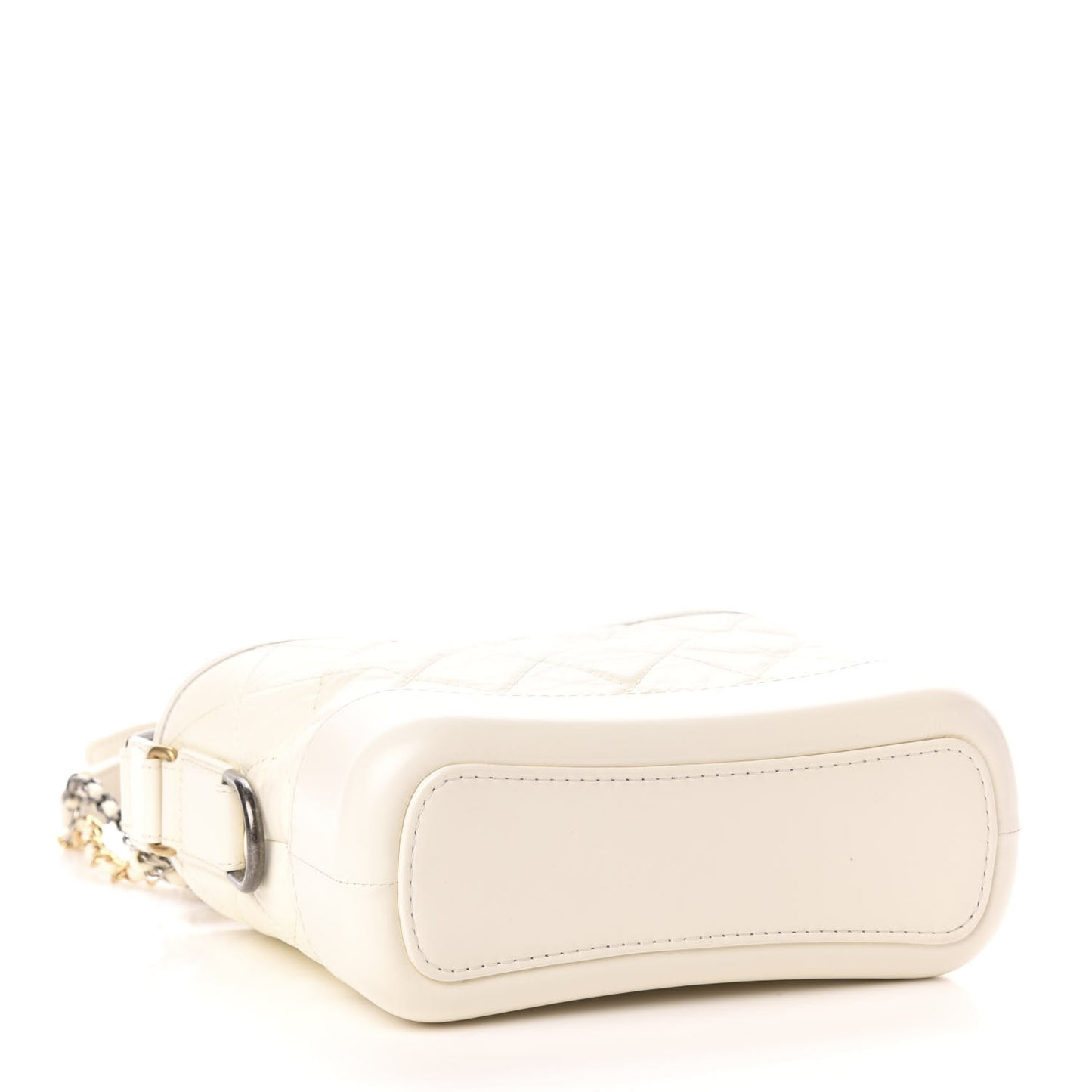 Aged Calfskin Quilted Small Gabrielle Hobo White
