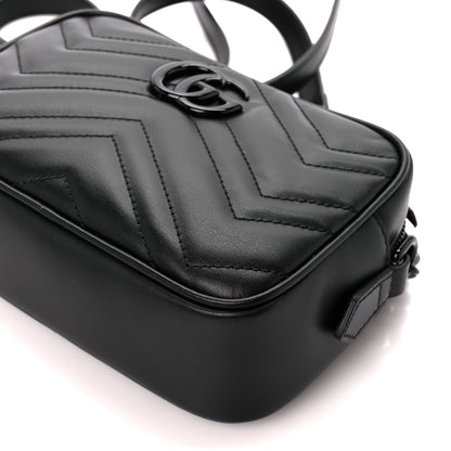 Gucci Calfskin Matelasse Monochrome Mini GG Marmont Chain Shoulder Bag Black 10 of 11