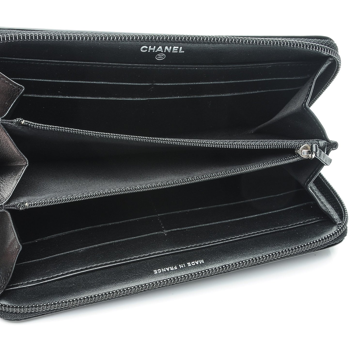 Patent Large Gusset CC Zip Wallet Black