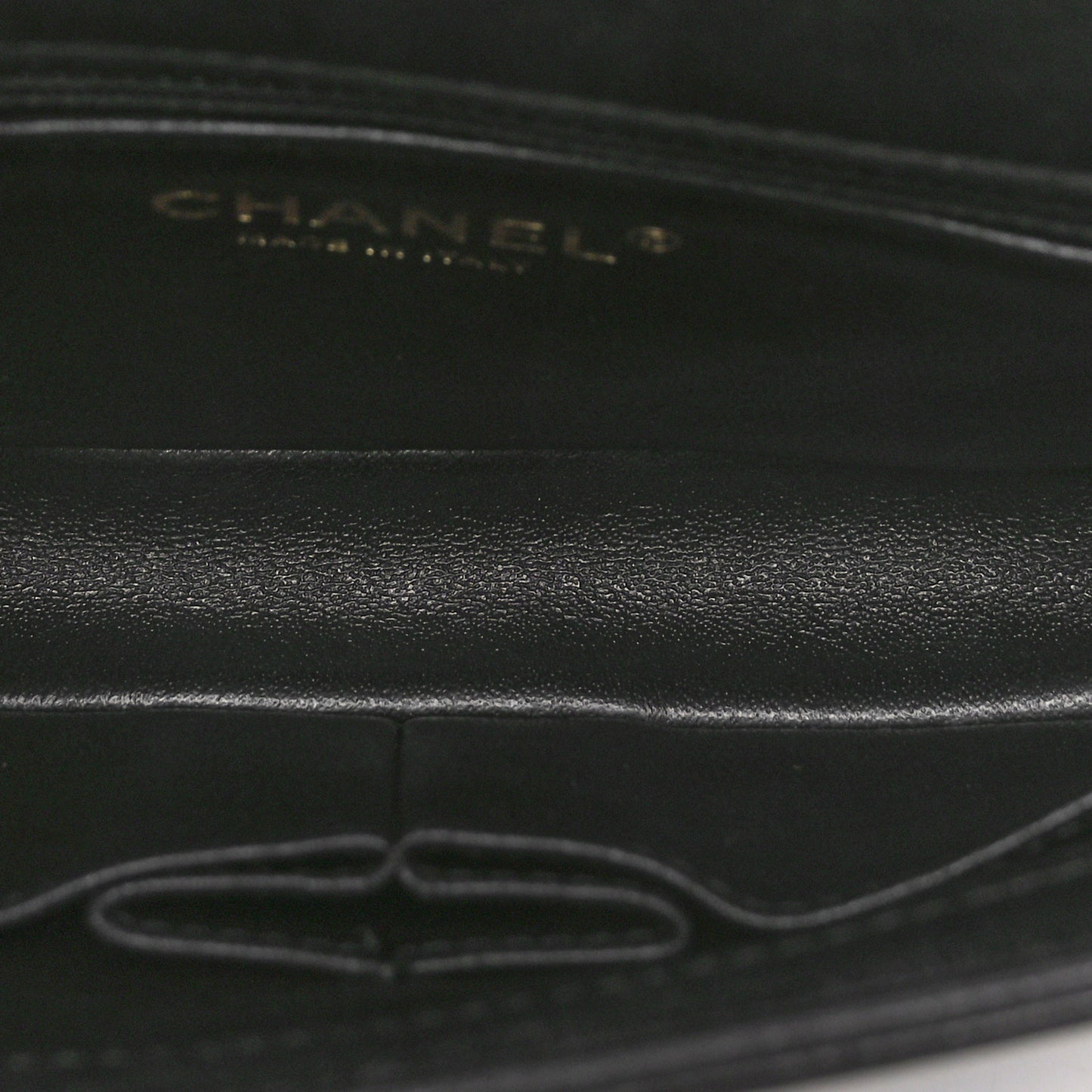 Lambskin Reversed Chevron Quilted Flap Black