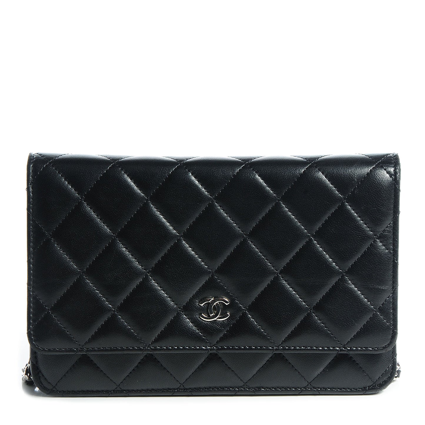 Lambskin Quilted Wallet On Chain WOC Black