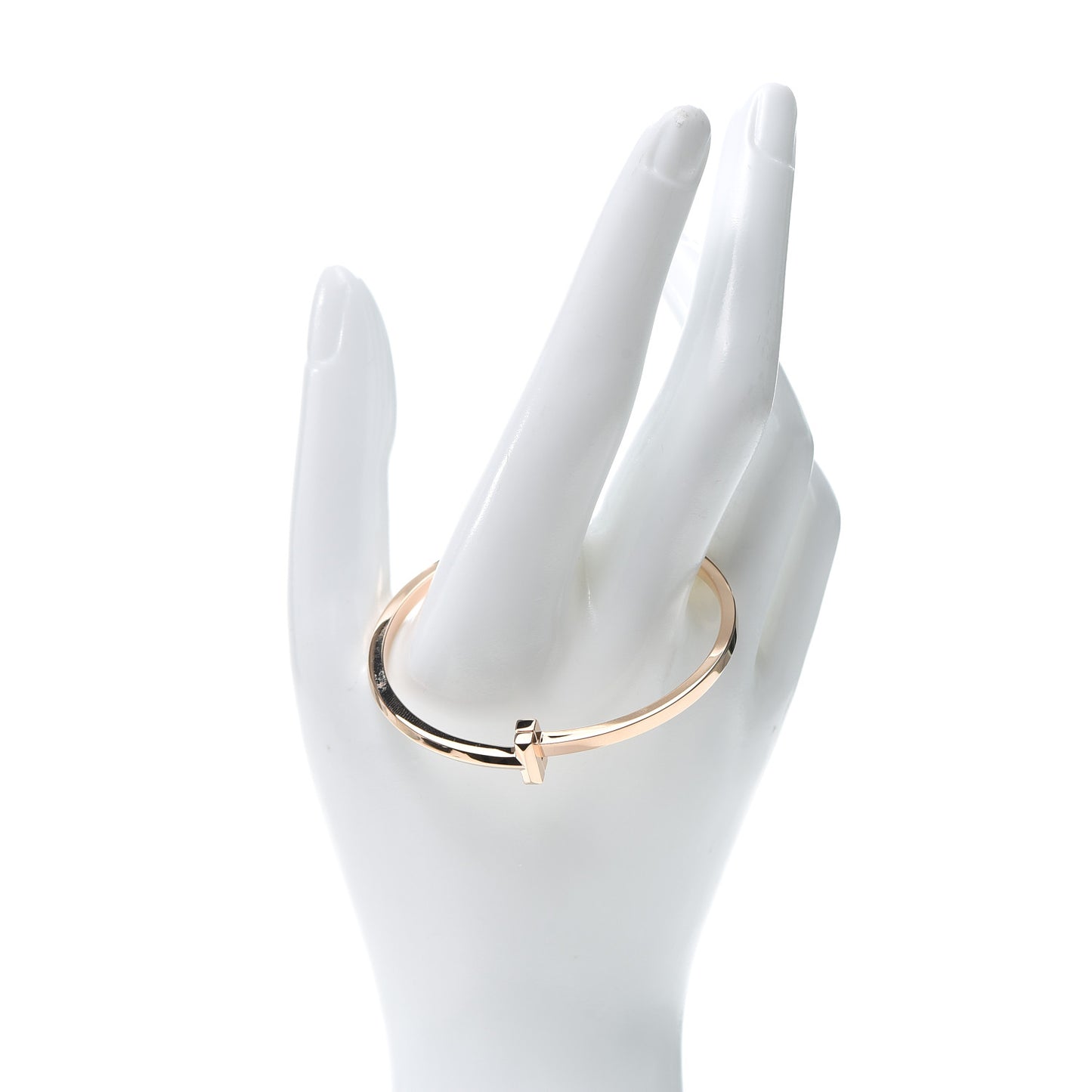 18K Rose Gold Narrow T T1 Hinged Bangle Bracelet