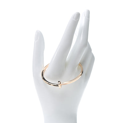 Tiffany 18K Rose Gold Narrow T T1 Hinged Bangle Bracelet 2 of 6