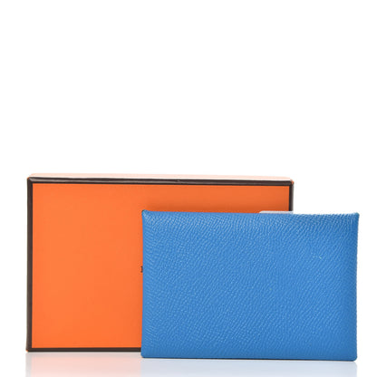 Hermes Epsom Calvi Card Case Bleu Zanzibar 7 of 7