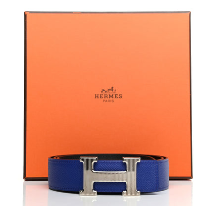 Hermes Epsom Swift 32mm Strie H Belt 95 Bleu Electrique Black 7 of 7