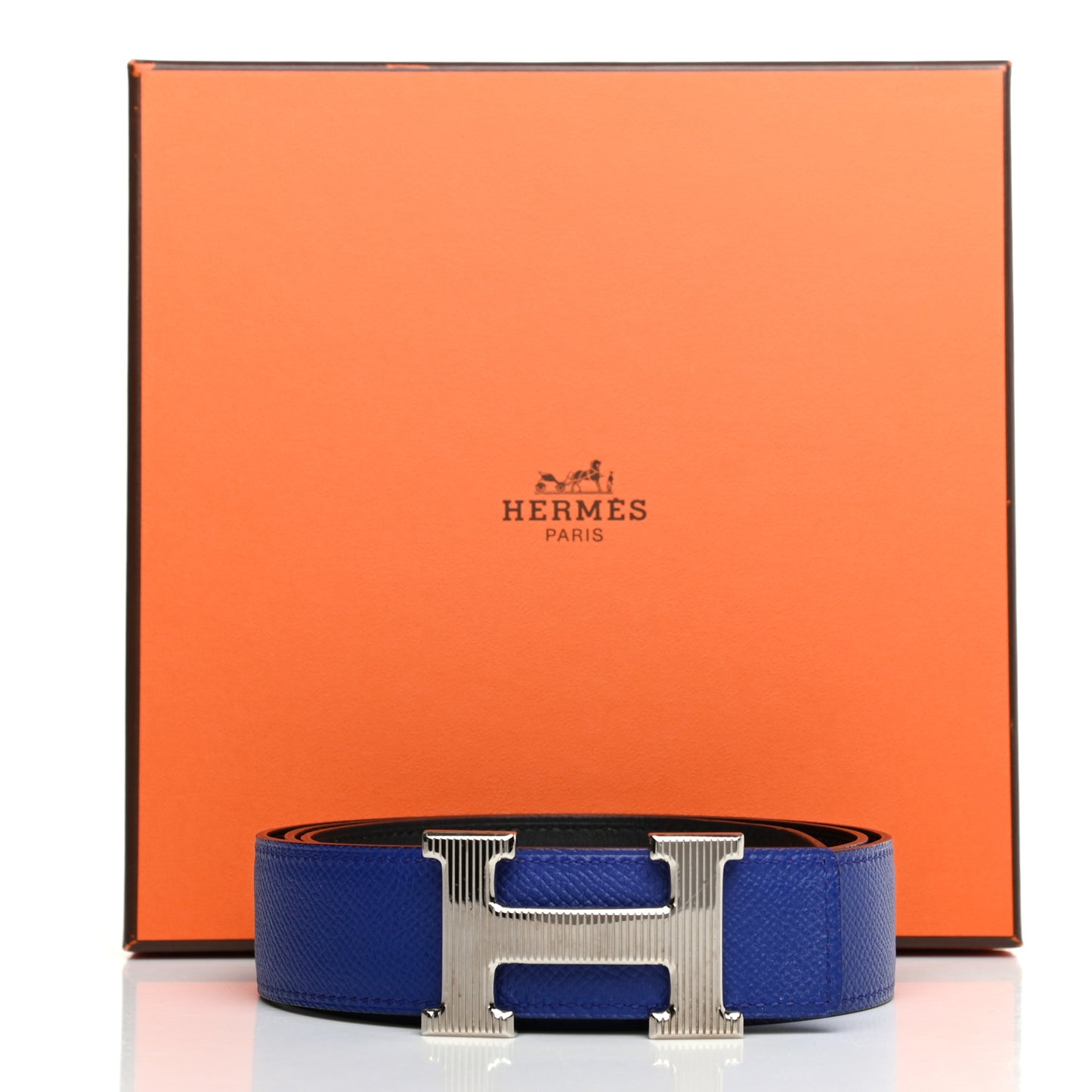 Epsom Swift 32mm Strie H Belt 95 Bleu Electrique Black