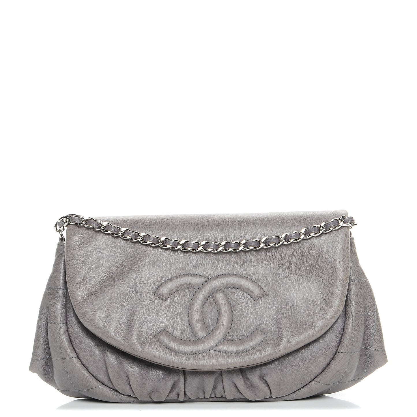 Lambskin Half Moon Wallet On Chain WOC Blue