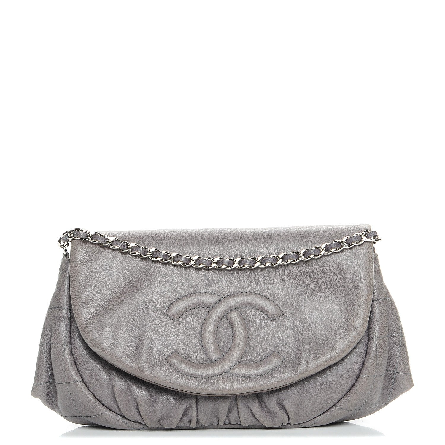 Chanel Lambskin Half Moon Wallet On Chain WOC Blue 1 of 8