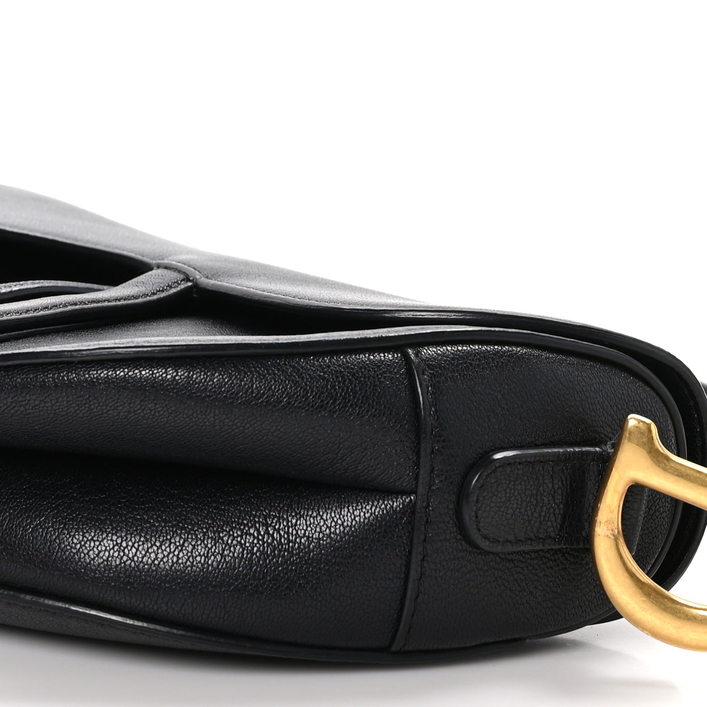 Shiny Goatskin Saddle Bag Black