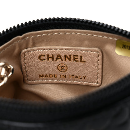 Chanel Lambskin Camellia Embossed Key Holder Case Black 6 of 10