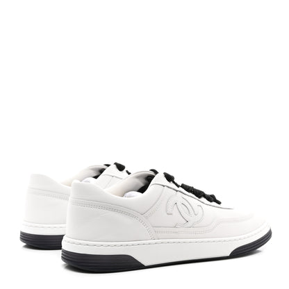 Chanel Calfskin CC Womens Sneakers 39.5 White Black 4 of 8