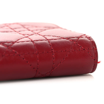 Christian Dior Lambskin Cannage Jolie Voyageur Slim Wallet Cherry Red 7 of 8