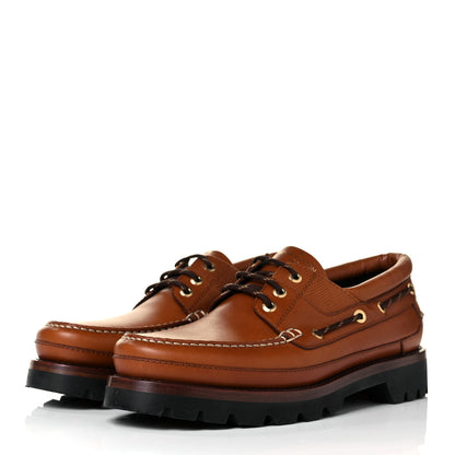 Louis Vuitton Calfskin Mens Summerland Boat Shoes 10 Cognac 3 of 9