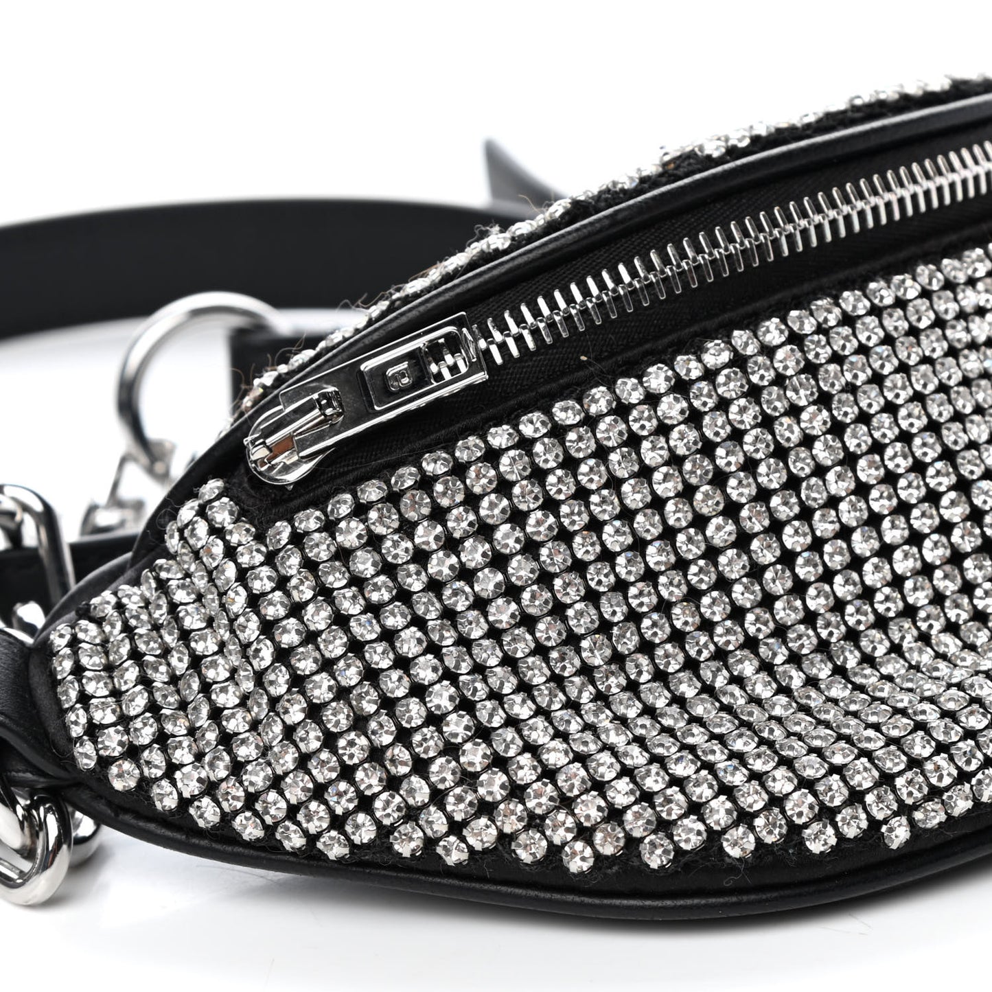 Rhinestone Mesh Mini Attica Belt Bag Black