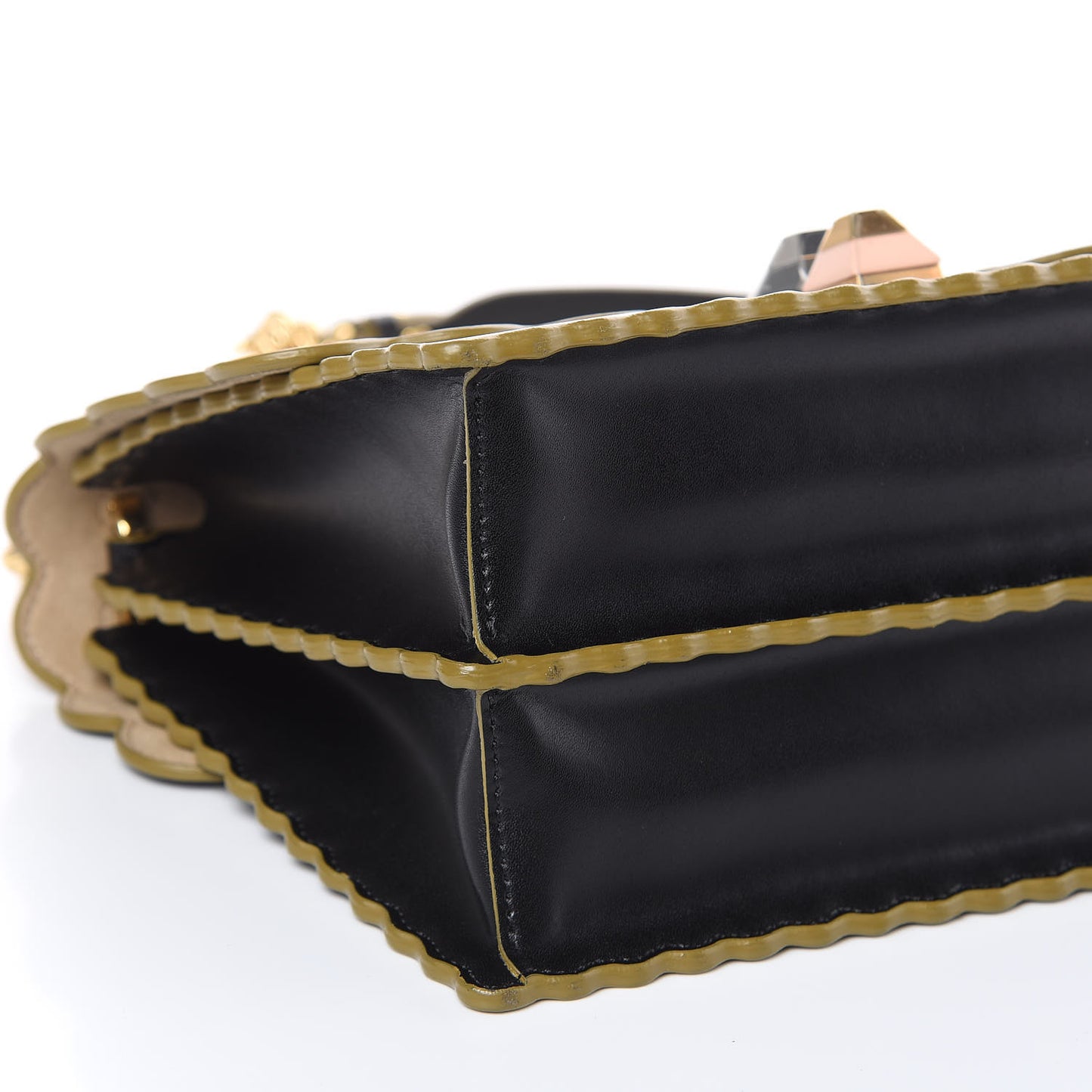 Vitello Liberty Scalloped Studded Kan I Shoulder Bag Black