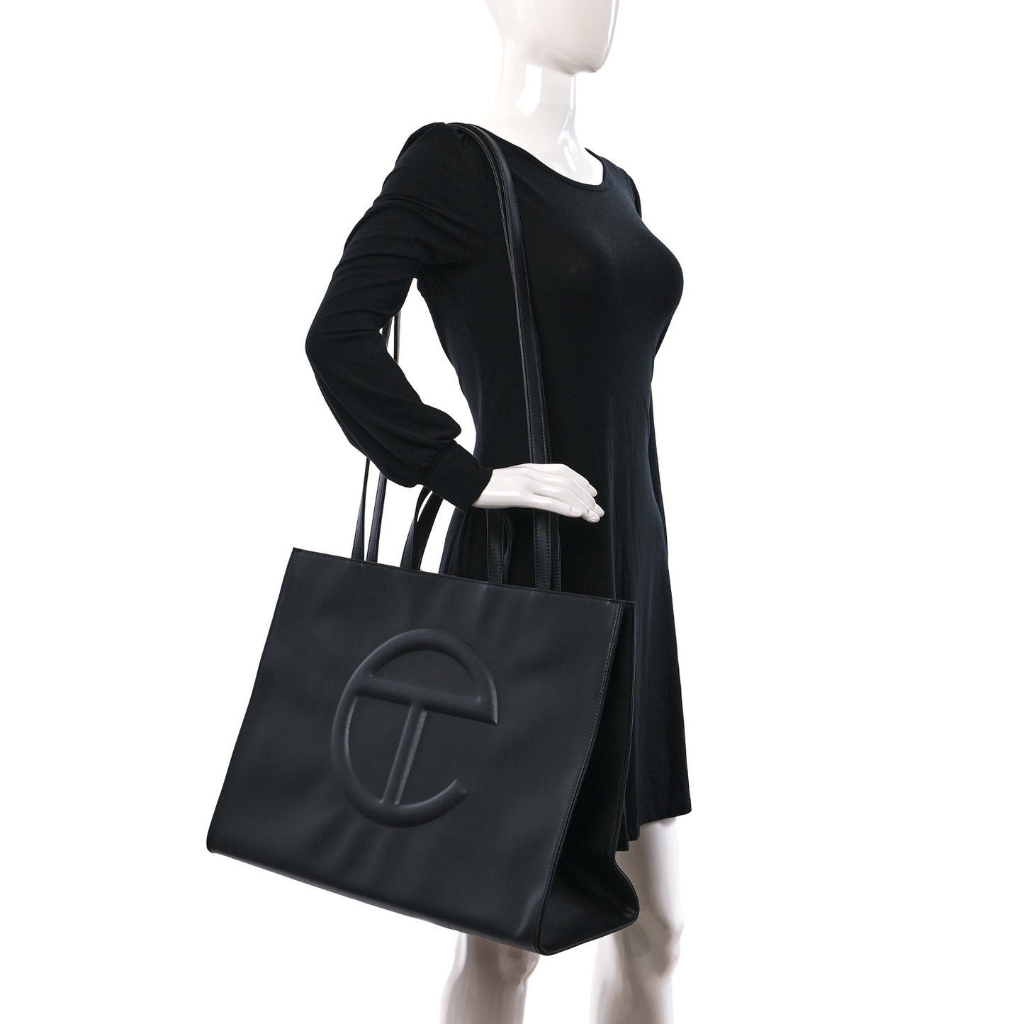 Vegan Leather Large Shopping Bag Black