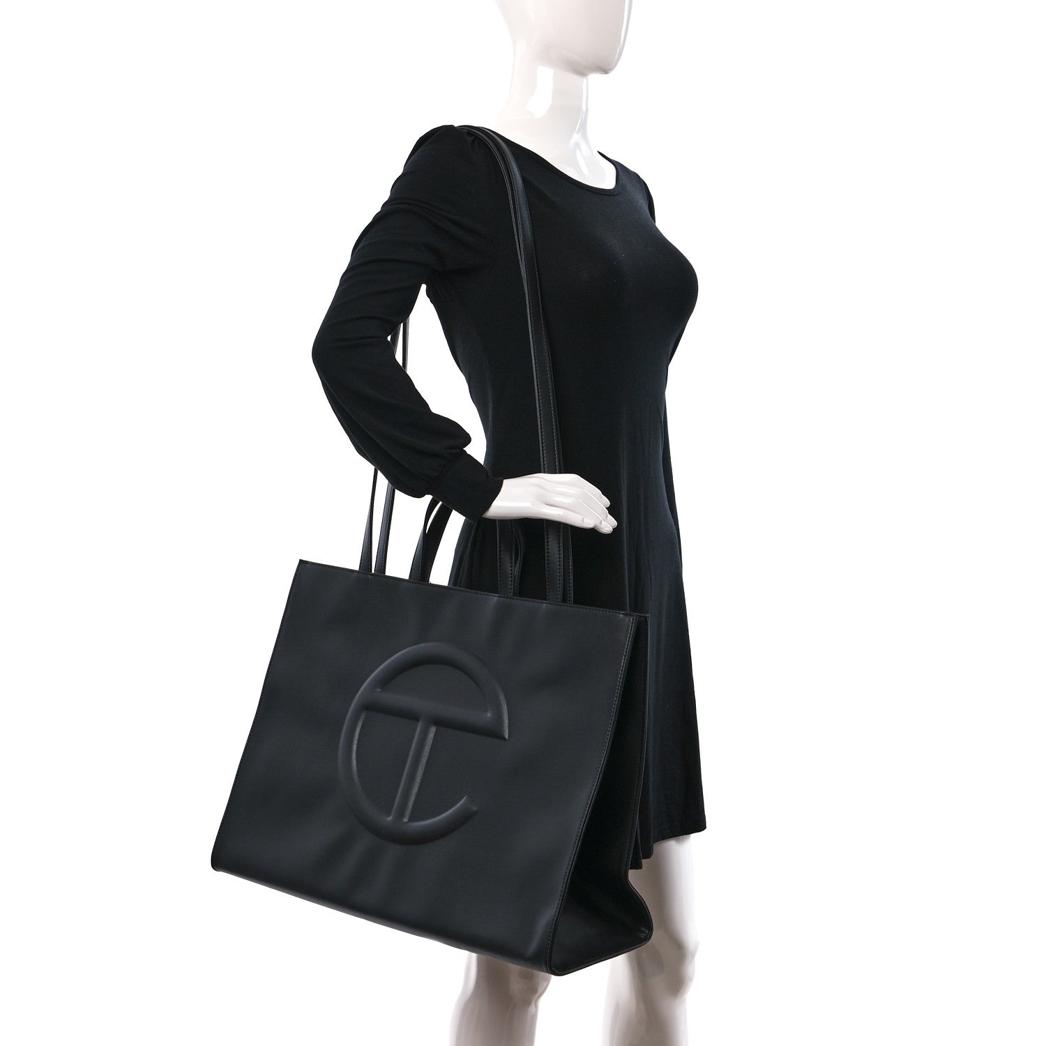 Telfar Vegan Leather Large Shopping Bag Black 2 of 9