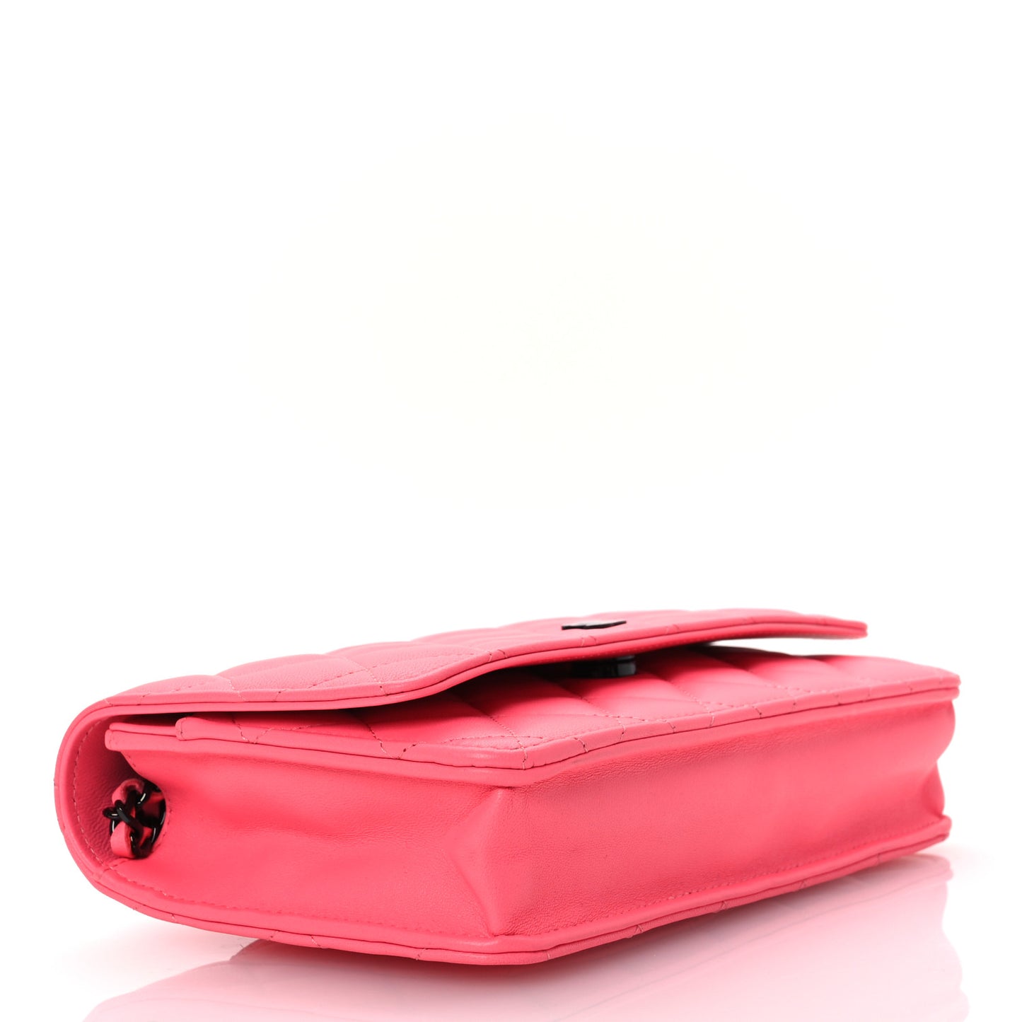 Lambskin Quilted Wallet On Chain WOC Coral Pink