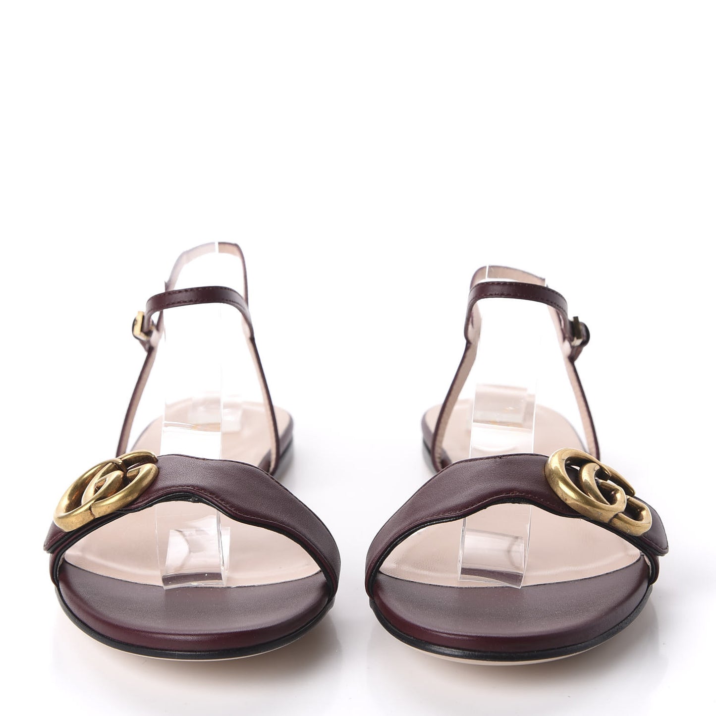 Lifford Calfskin GG Marmont Ankle Wrap Flat Sandals 39 Vintage Bordeaux