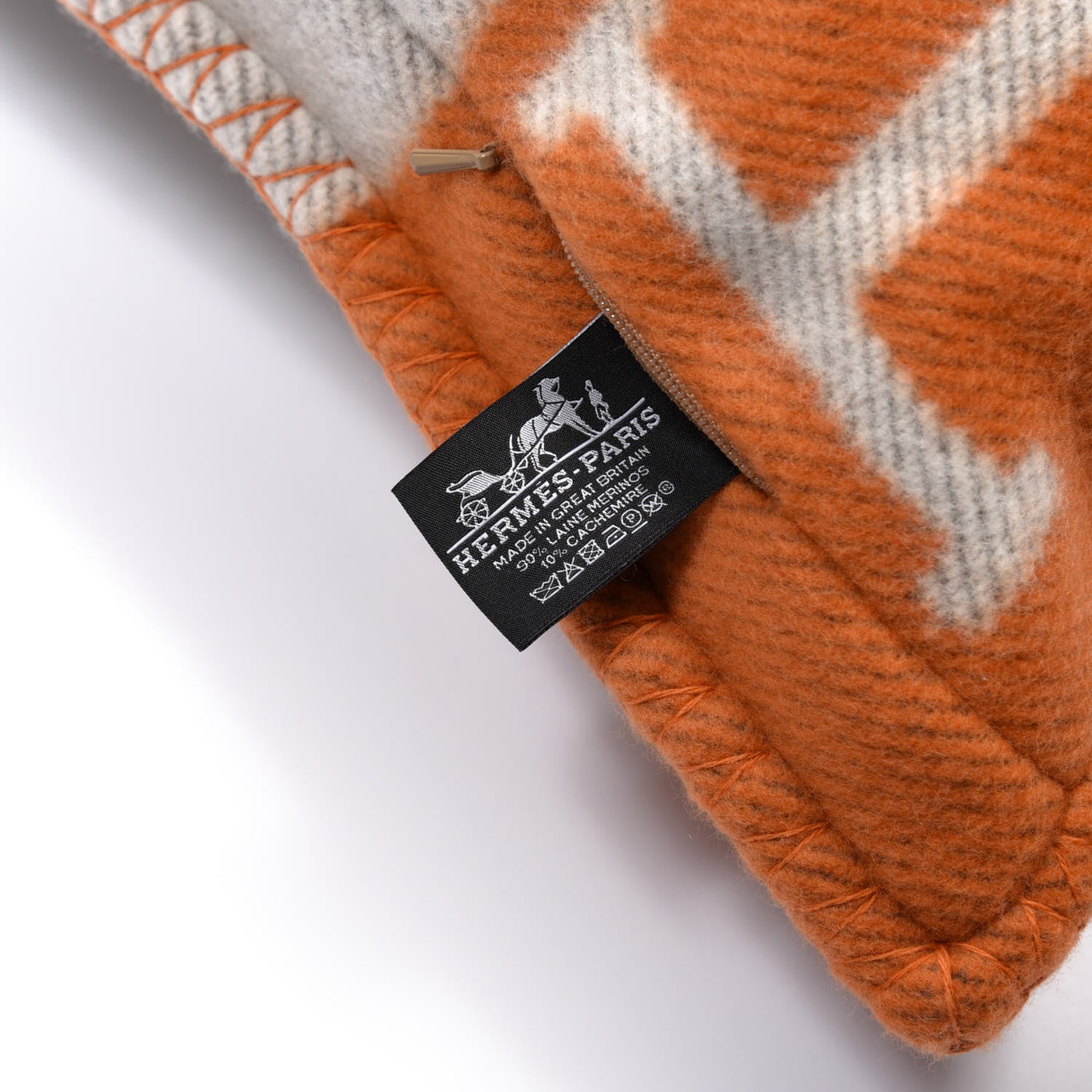 Hermes Wool Cashmere Avalon Pillow PM Ecru Potiron 3 of 3