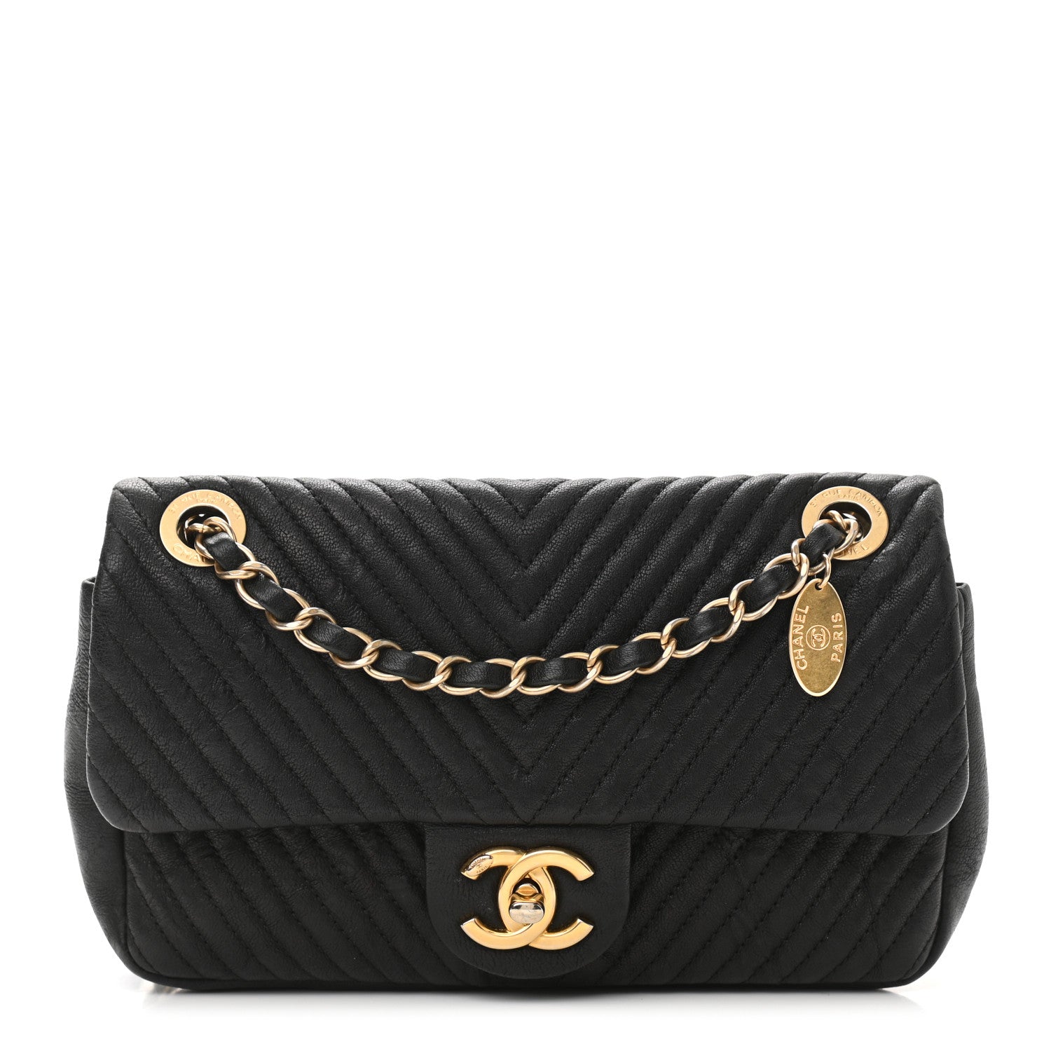Chanel Calfskin Chevron Quilted Small Surpique Flap Black 1 of 10