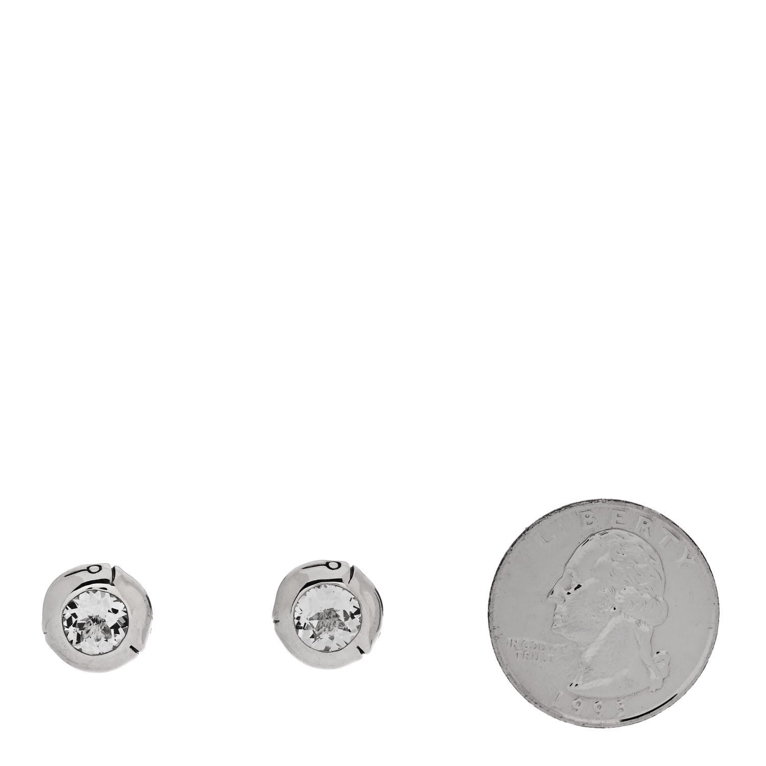 John Hardy Sterling Silver White Topaz Bamboo Stud Earrings 2 of 5