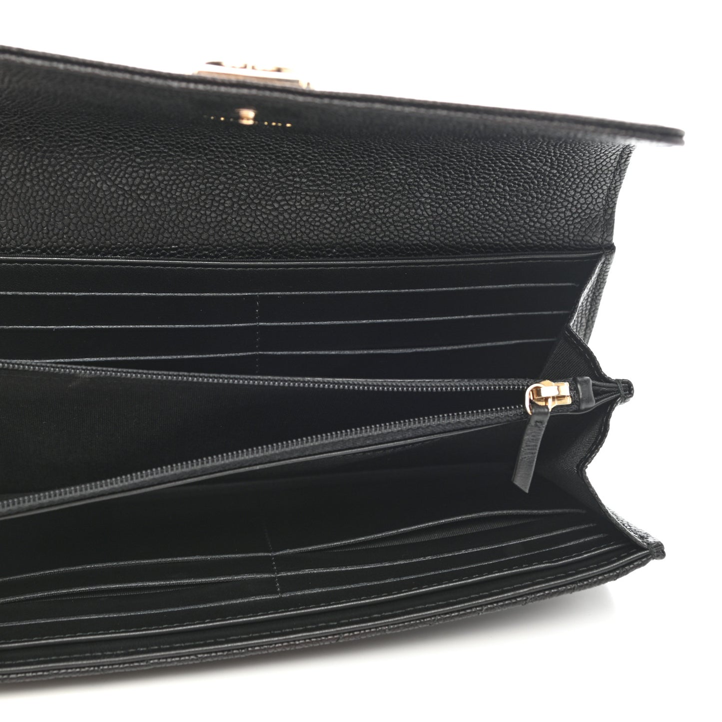 Caviar Chevron Quilted Boy Flap Wallet Black